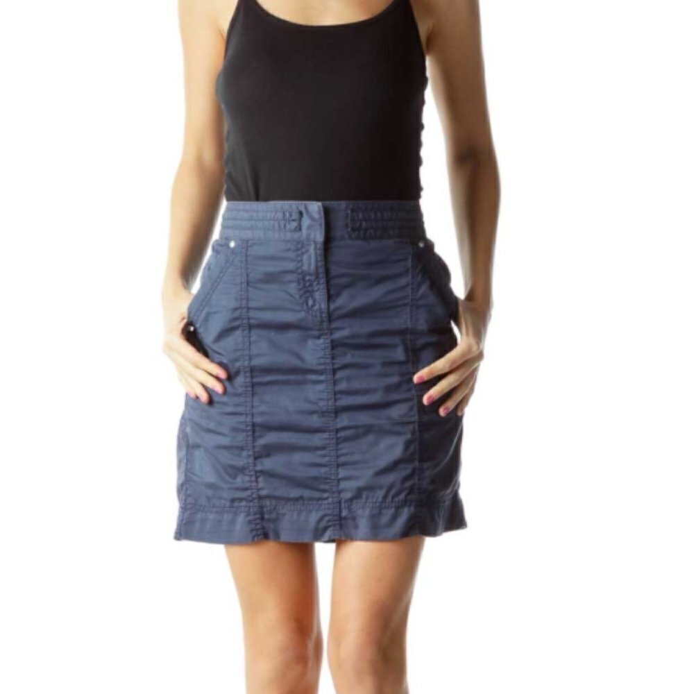 LOFT Blue Pocketed Mini Skirt - Picture 1 of 3